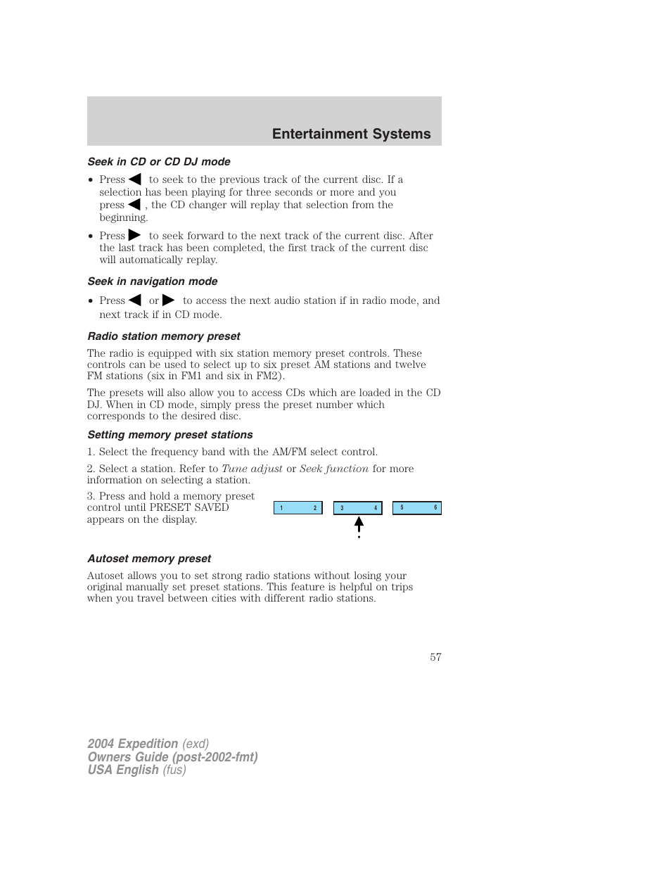 Entertainment systems | FORD 2004 Expedition v.3 User Manual | Page 57 / 360