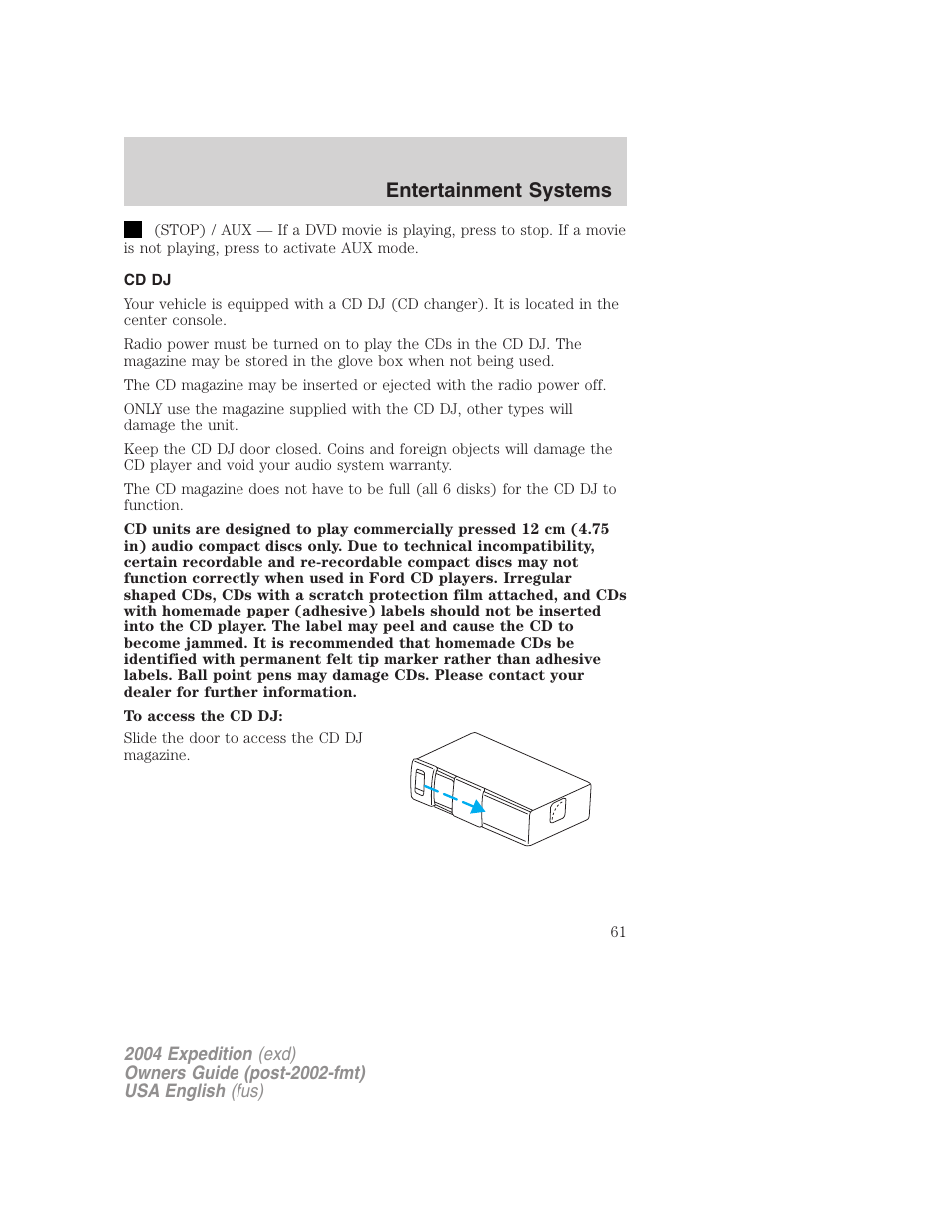 Entertainment systems | FORD 2004 Expedition v.3 User Manual | Page 61 / 360