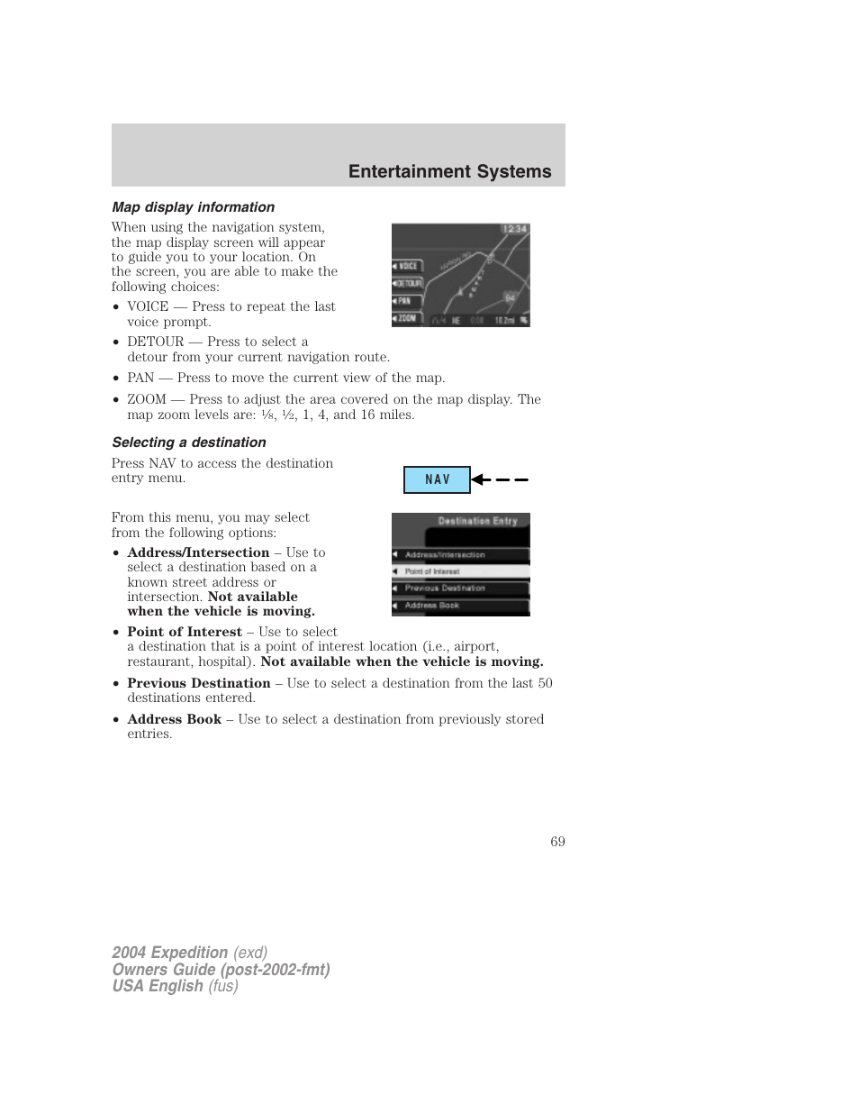Entertainment systems | FORD 2004 Expedition v.3 User Manual | Page 69 / 360
