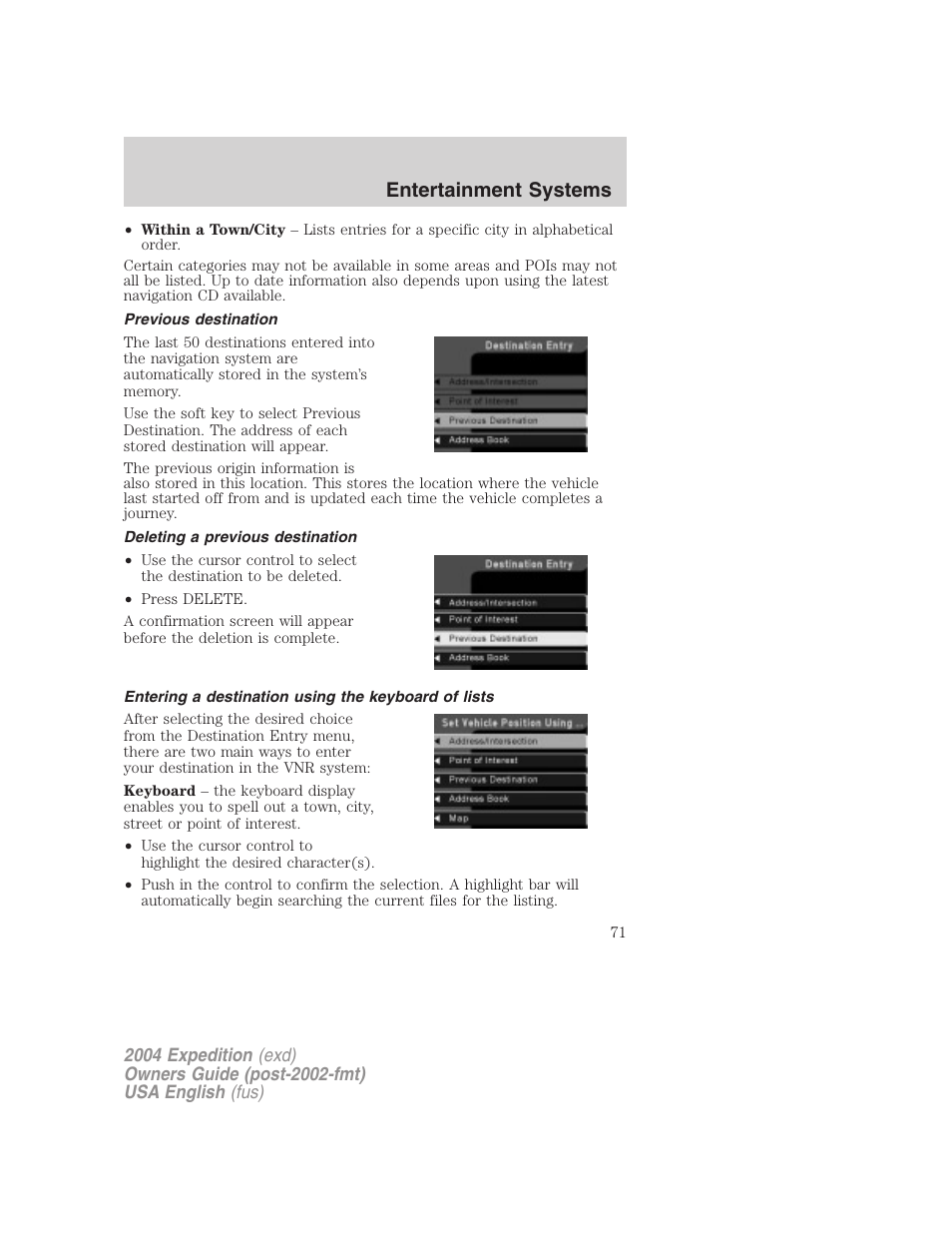 Entertainment systems | FORD 2004 Expedition v.3 User Manual | Page 71 / 360