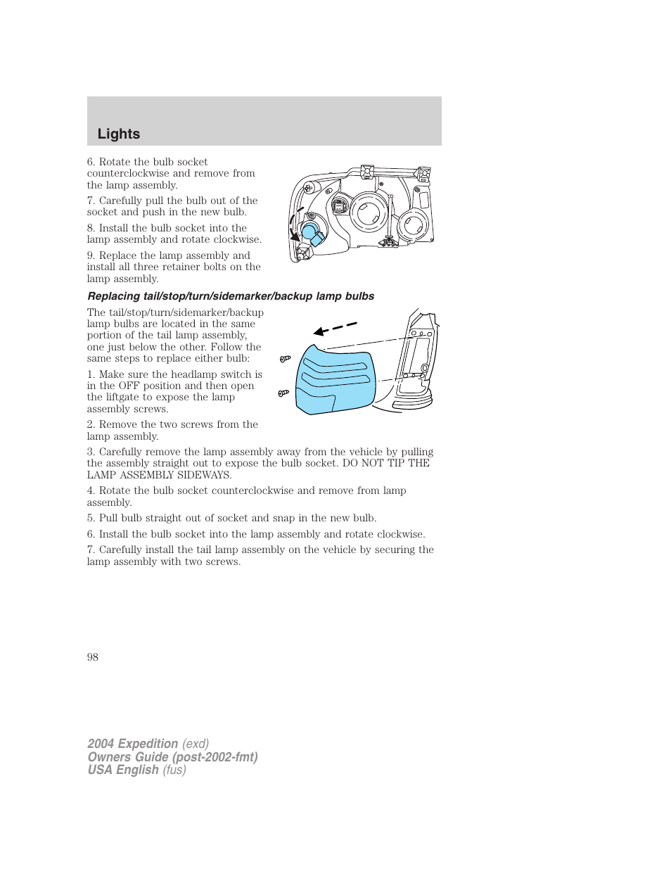 Lights | FORD 2004 Expedition v.3 User Manual | Page 98 / 360