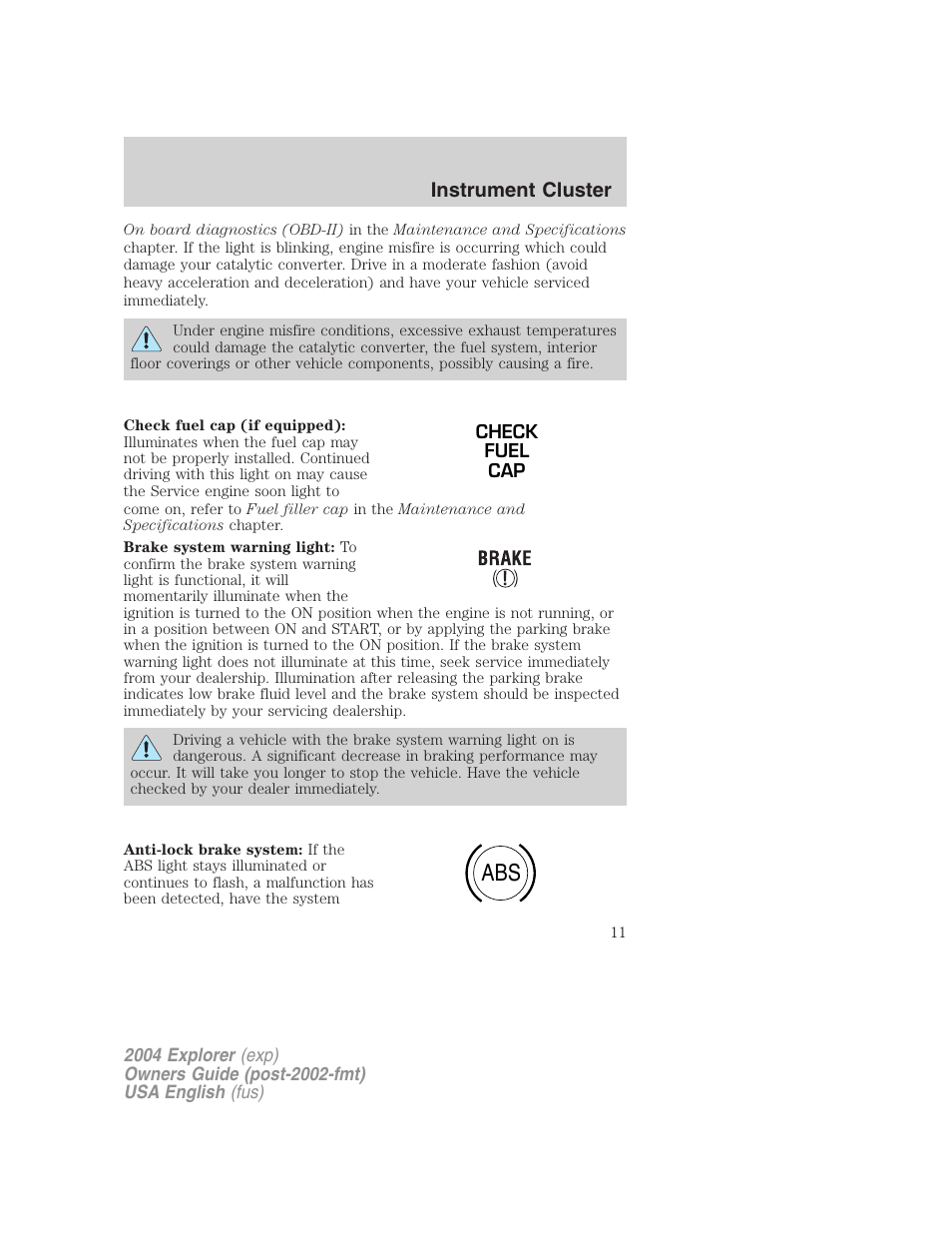 FORD 2004 Explorer v.1 User Manual | Page 11 / 296