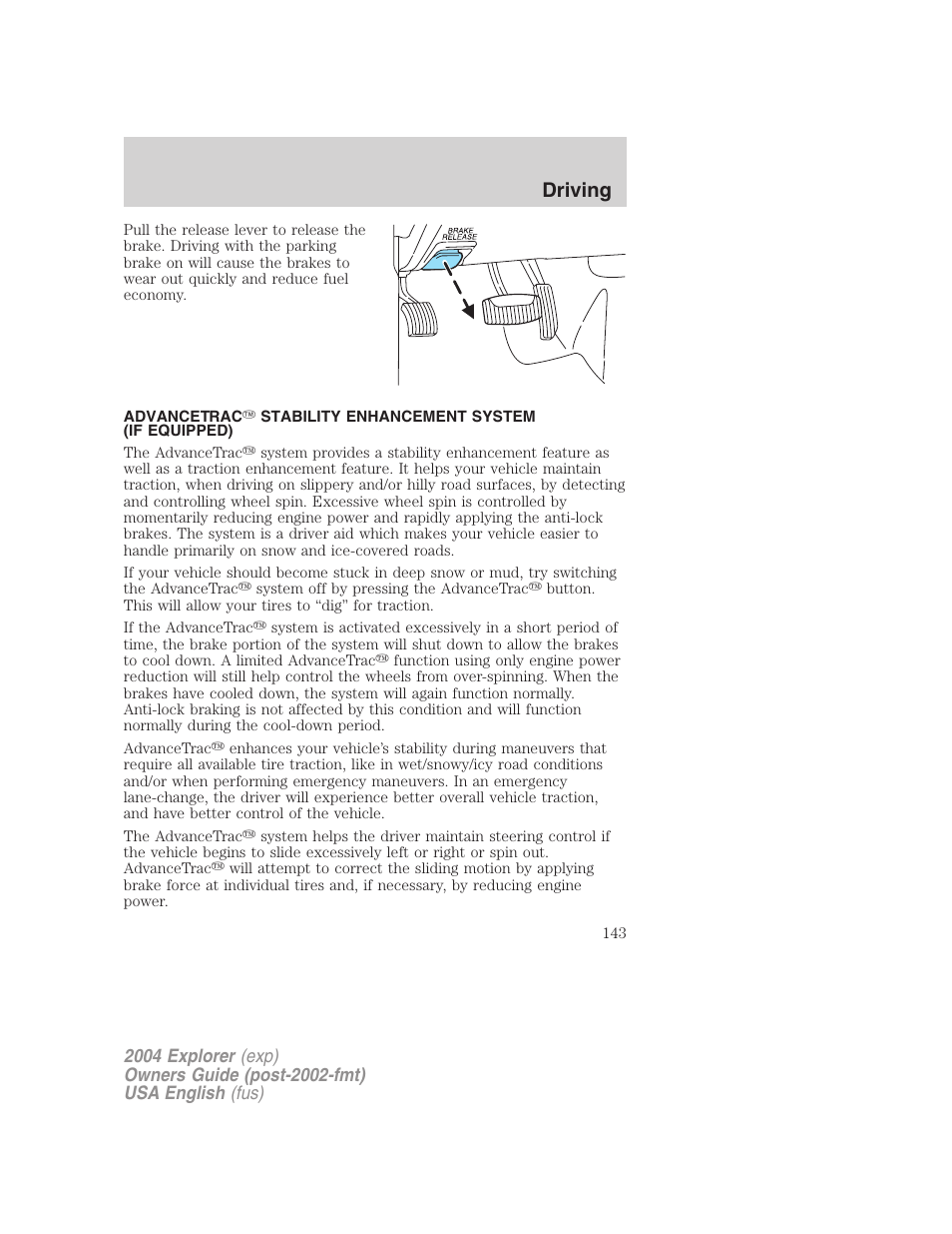 Driving | FORD 2004 Explorer v.1 User Manual | Page 143 / 296