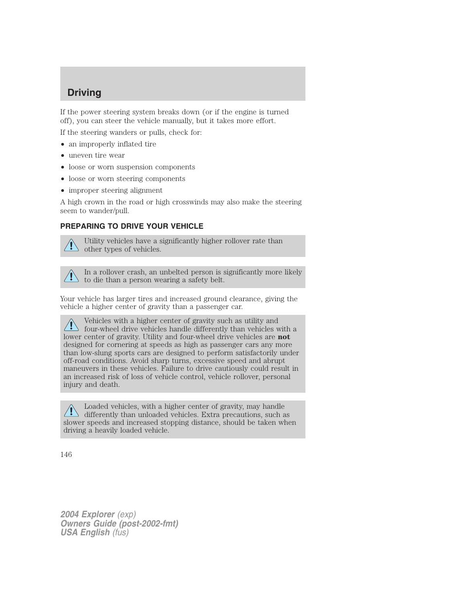 Driving | FORD 2004 Explorer v.1 User Manual | Page 146 / 296