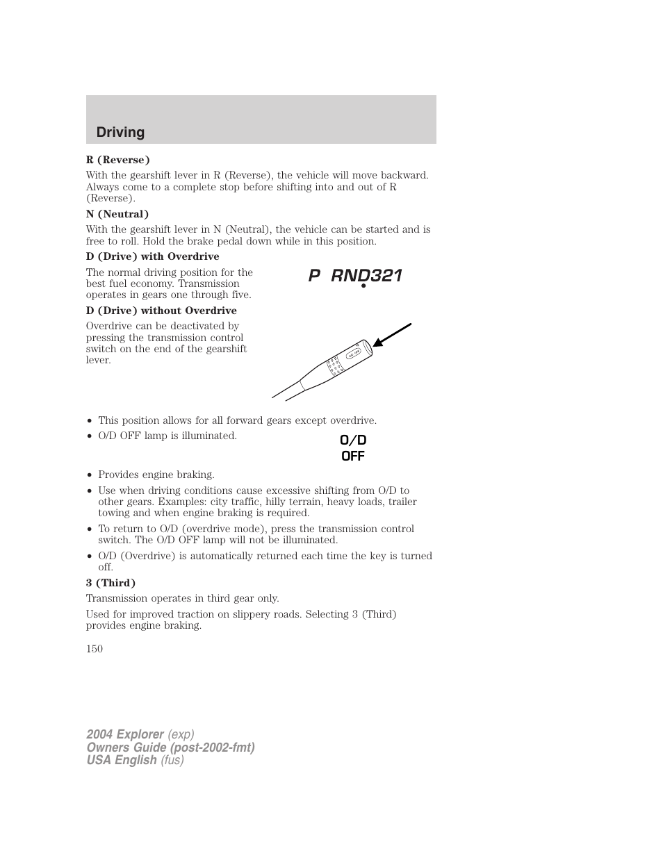 Driving | FORD 2004 Explorer v.1 User Manual | Page 150 / 296