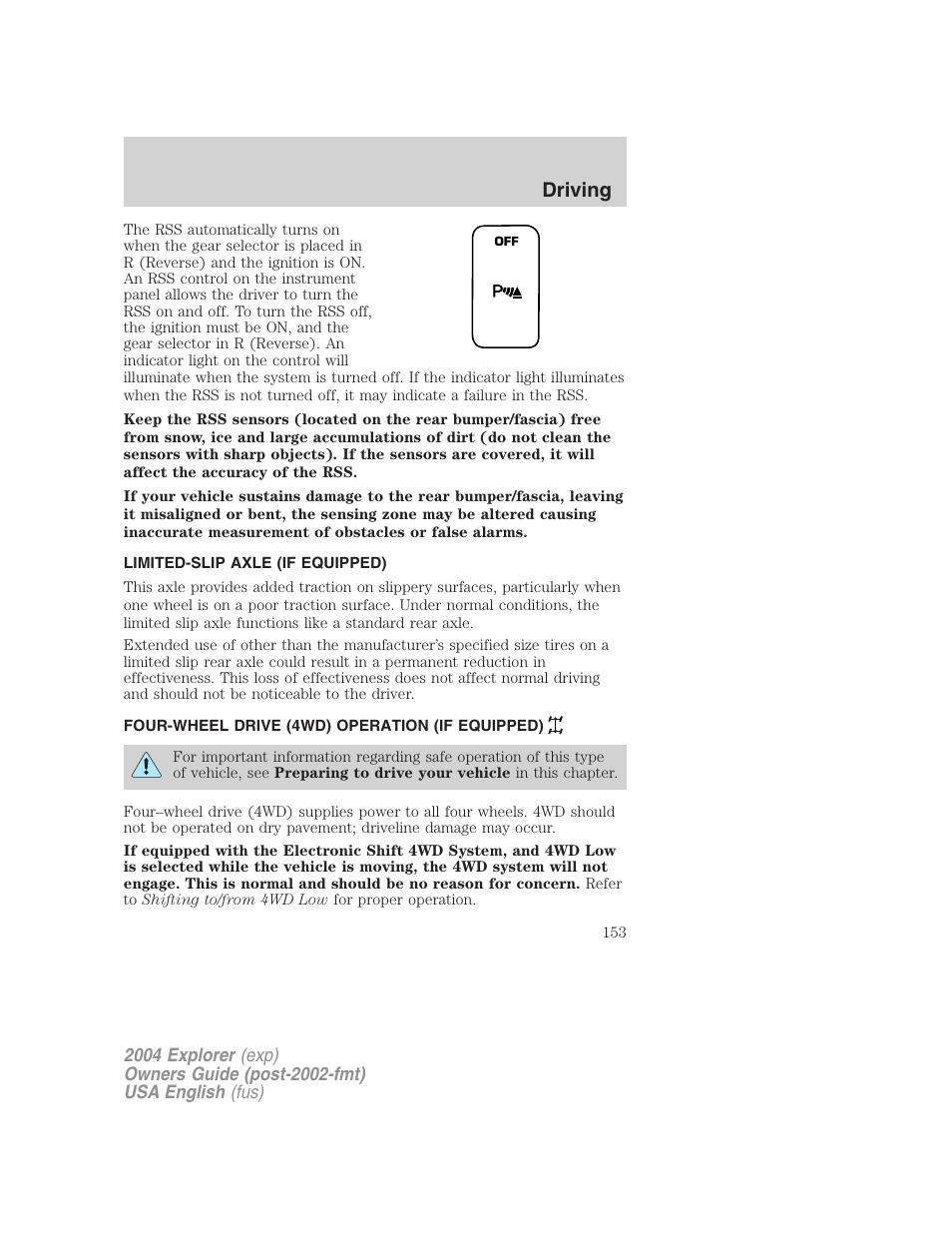 Driving | FORD 2004 Explorer v.1 User Manual | Page 153 / 296