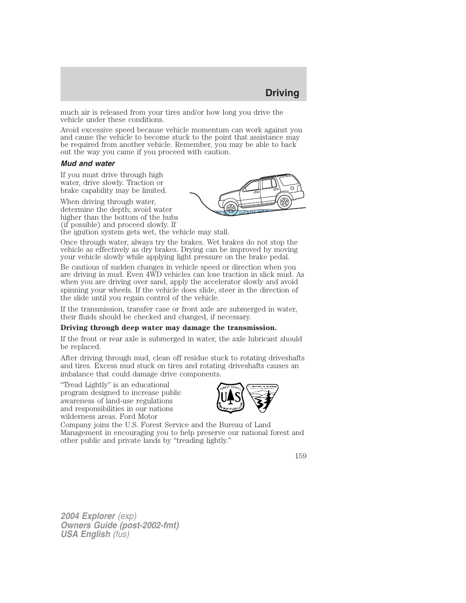 Driving | FORD 2004 Explorer v.1 User Manual | Page 159 / 296