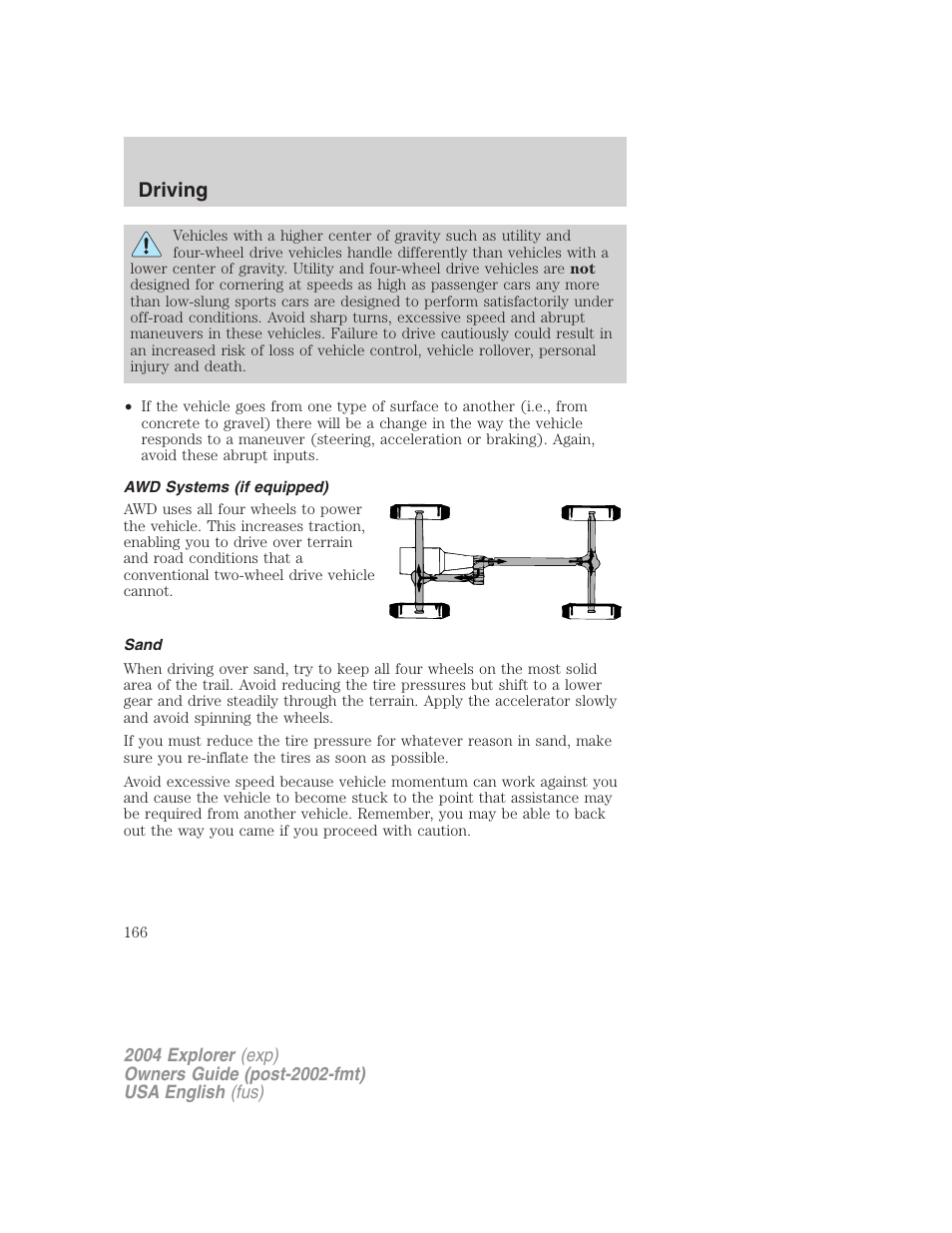 Driving | FORD 2004 Explorer v.1 User Manual | Page 166 / 296