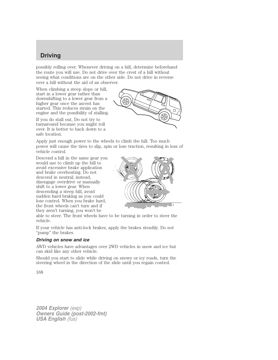 Driving | FORD 2004 Explorer v.1 User Manual | Page 168 / 296