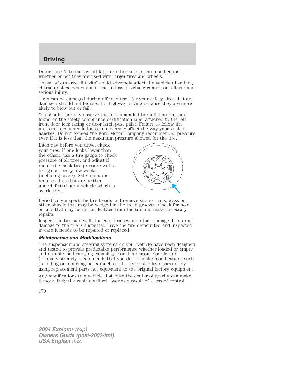 Driving | FORD 2004 Explorer v.1 User Manual | Page 170 / 296