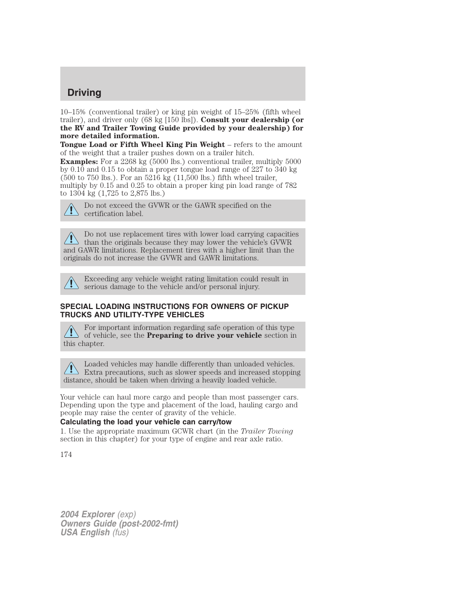 Driving | FORD 2004 Explorer v.1 User Manual | Page 174 / 296