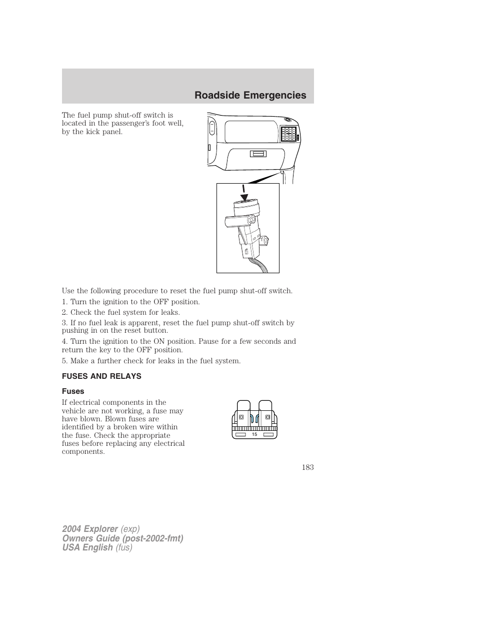 Roadside emergencies | FORD 2004 Explorer v.1 User Manual | Page 183 / 296