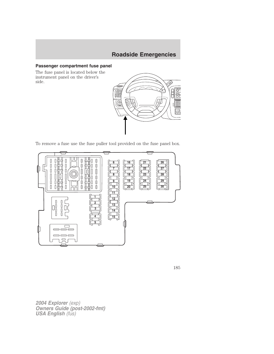 Roadside emergencies | FORD 2004 Explorer v.1 User Manual | Page 185 / 296