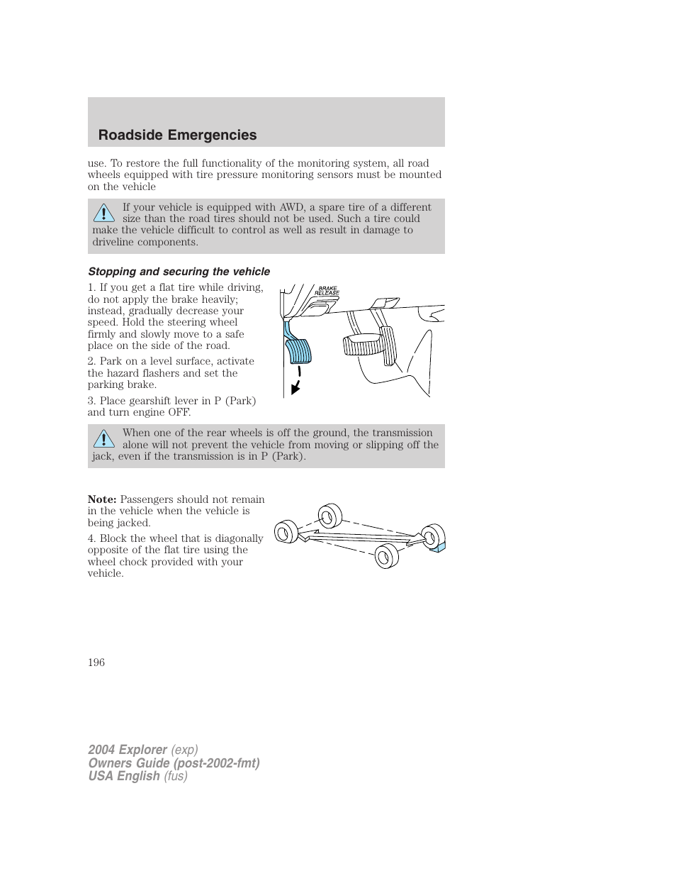 Roadside emergencies | FORD 2004 Explorer v.1 User Manual | Page 196 / 296