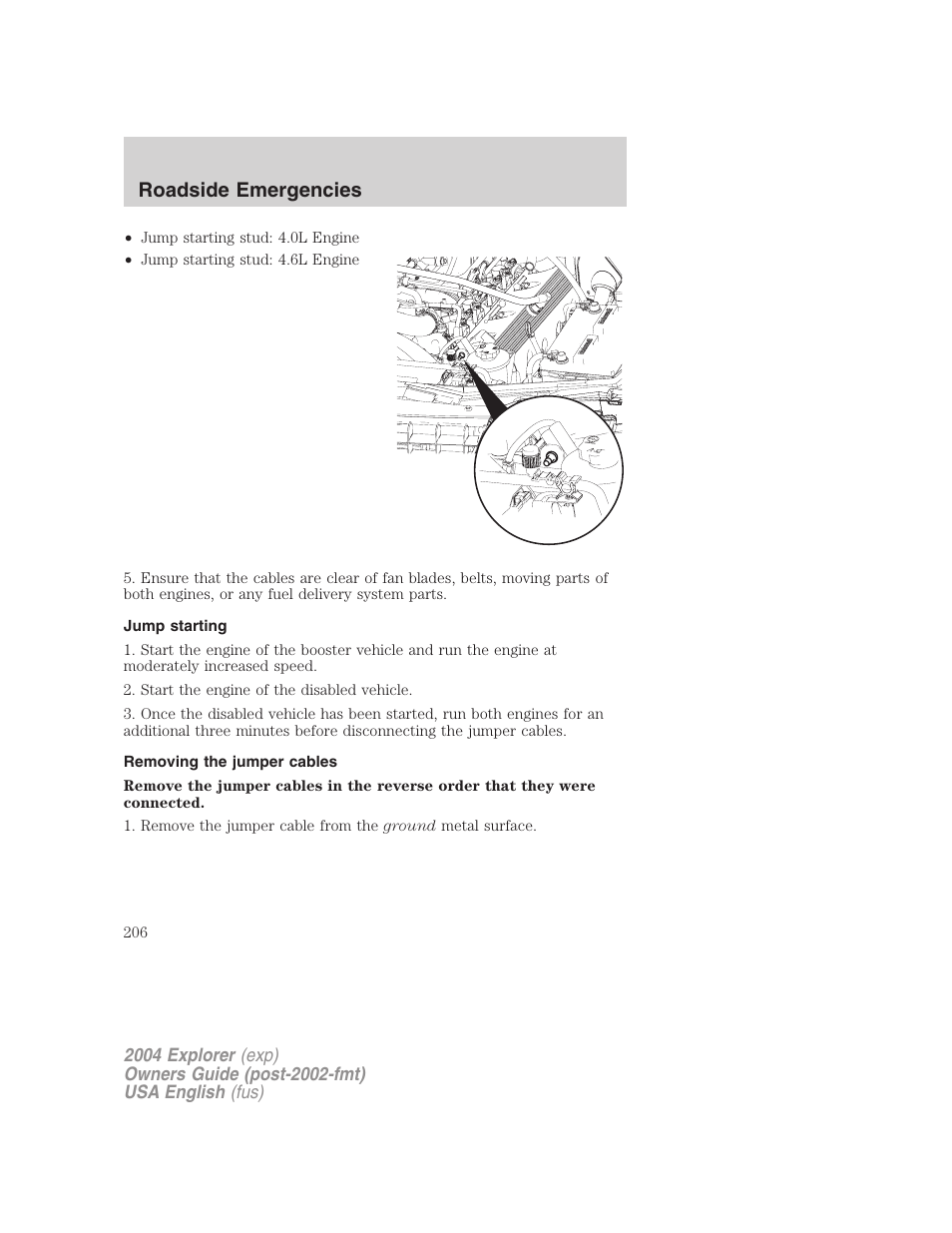 Roadside emergencies | FORD 2004 Explorer v.1 User Manual | Page 206 / 296