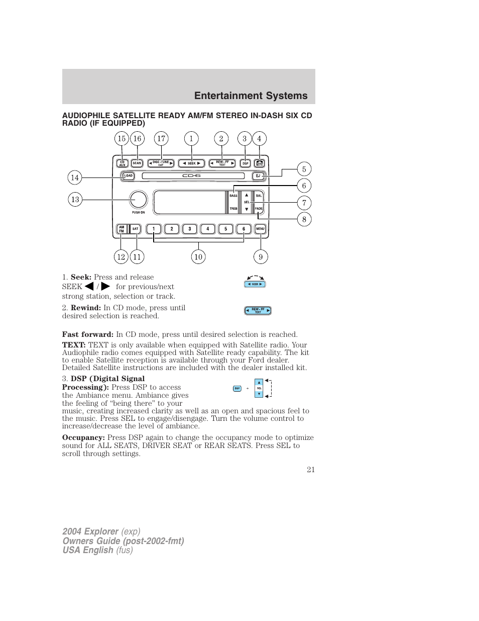 Entertainment systems | FORD 2004 Explorer v.1 User Manual | Page 21 / 296