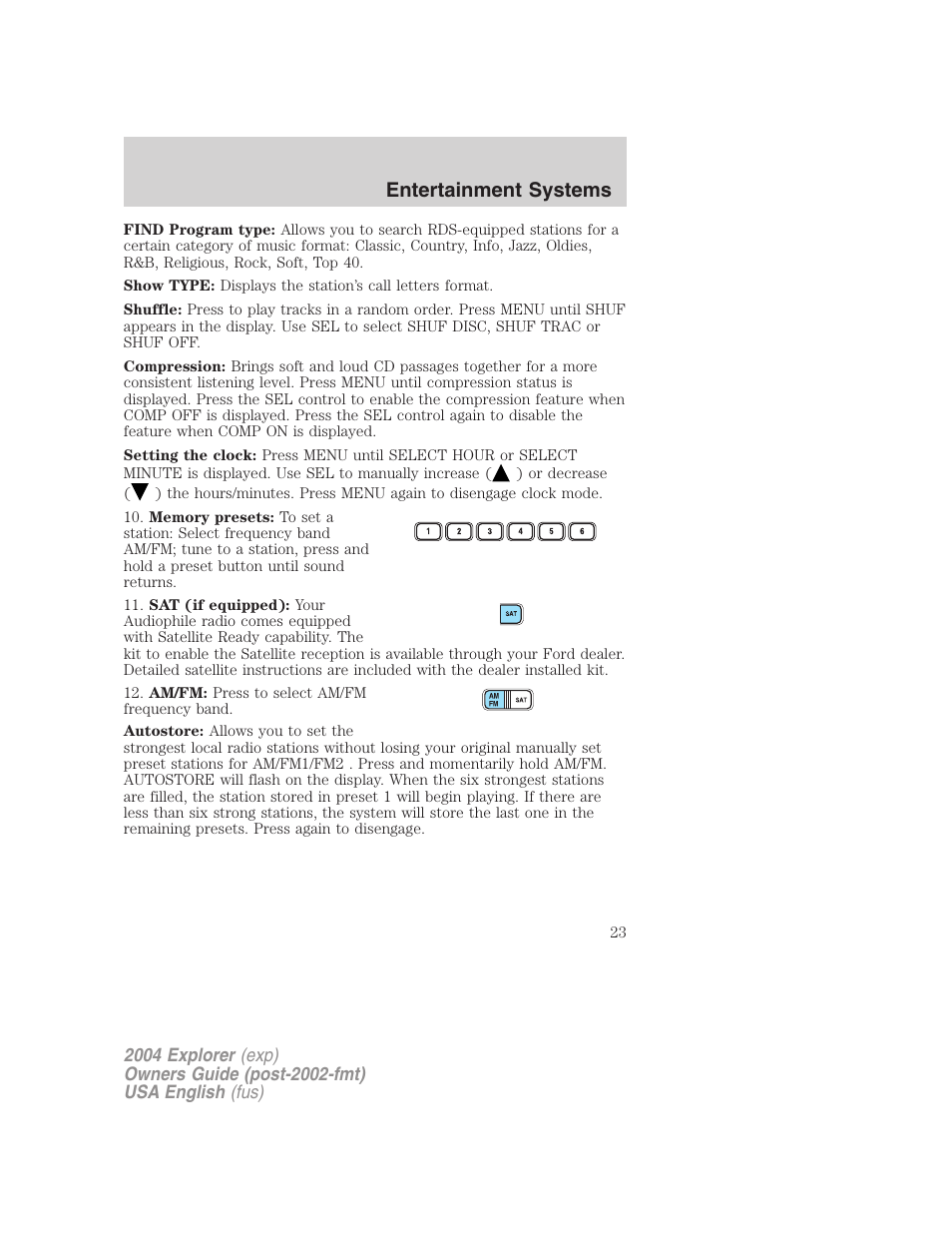 Entertainment systems | FORD 2004 Explorer v.1 User Manual | Page 23 / 296