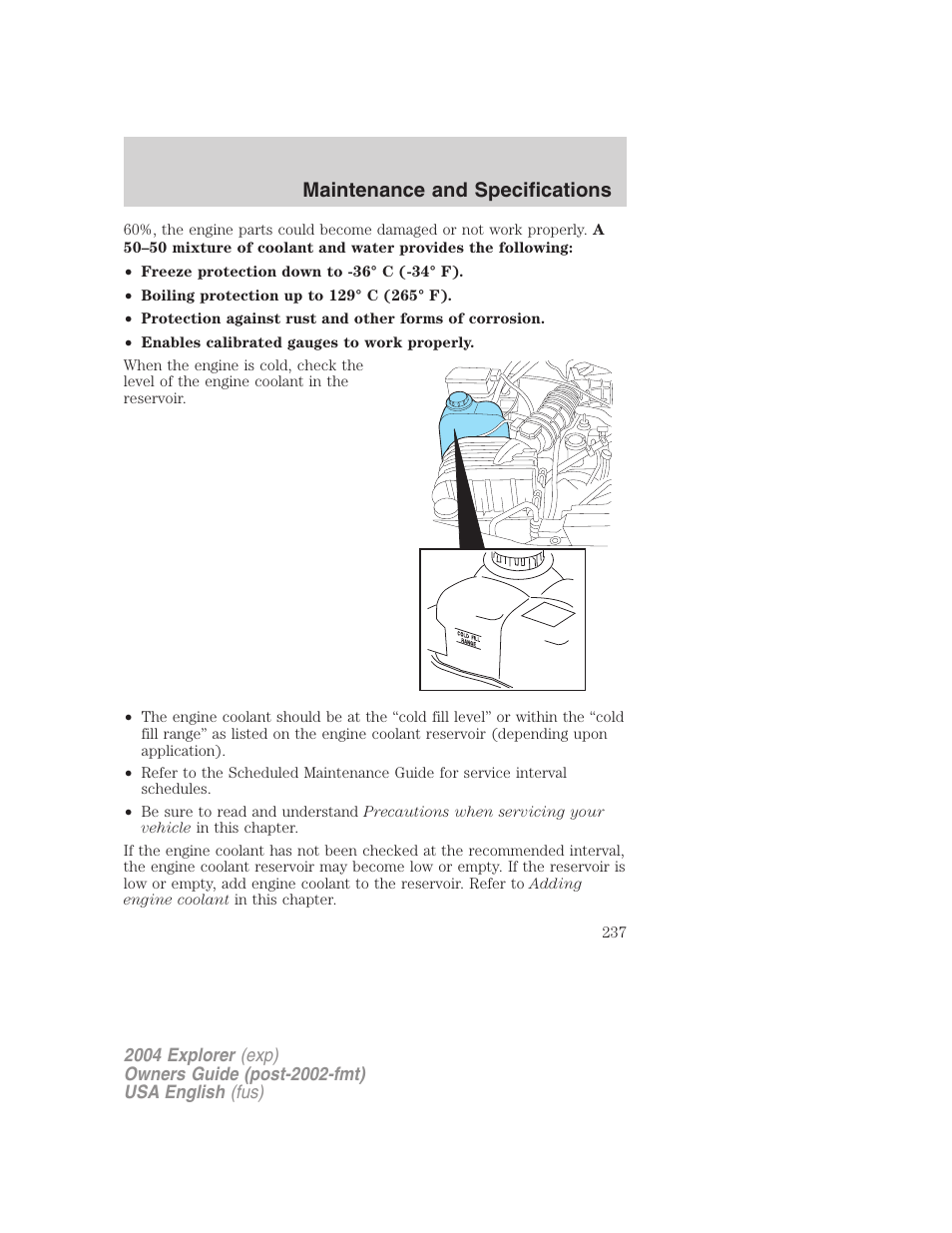 Maintenance and specifications | FORD 2004 Explorer v.1 User Manual | Page 237 / 296