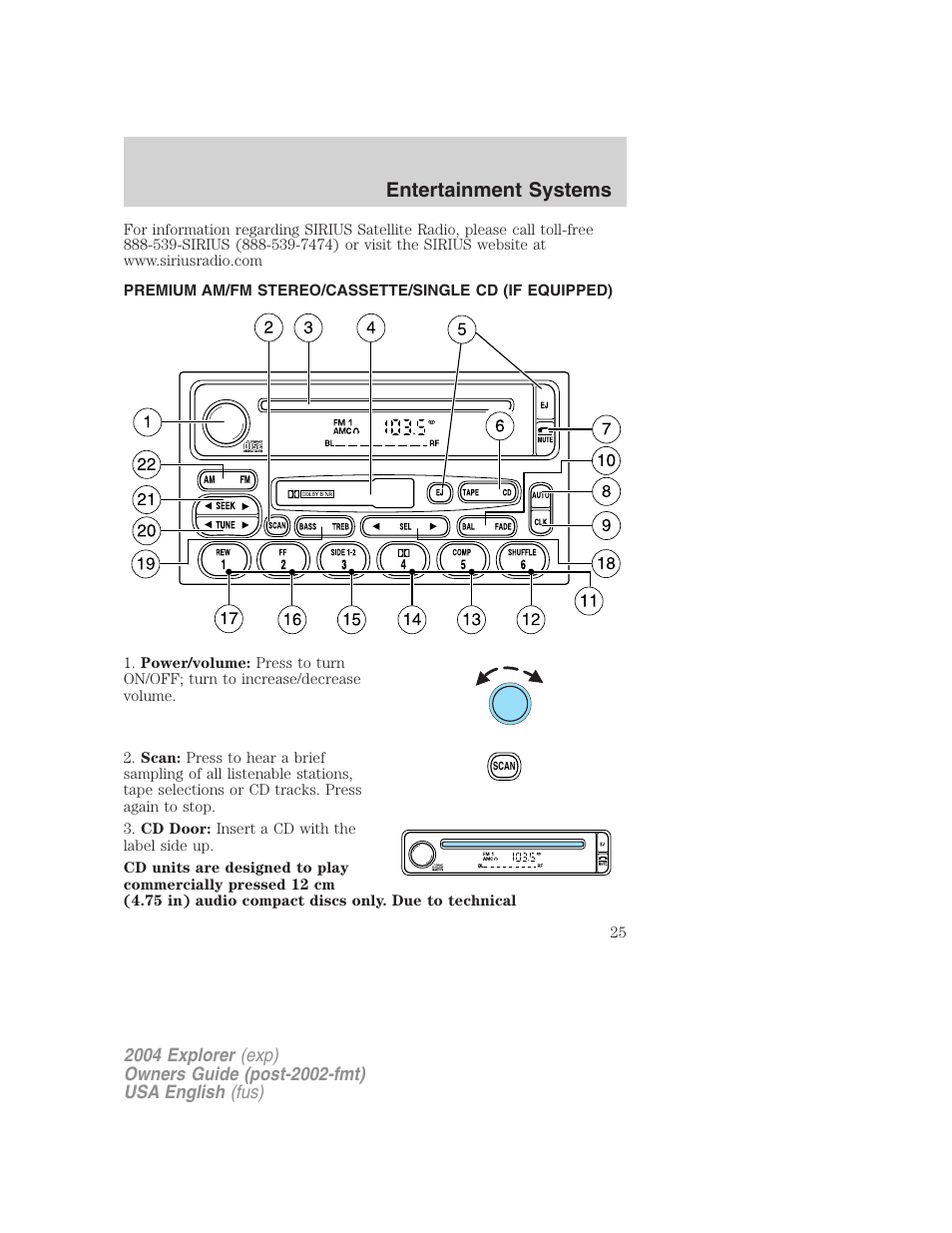 Entertainment systems | FORD 2004 Explorer v.1 User Manual | Page 25 / 296