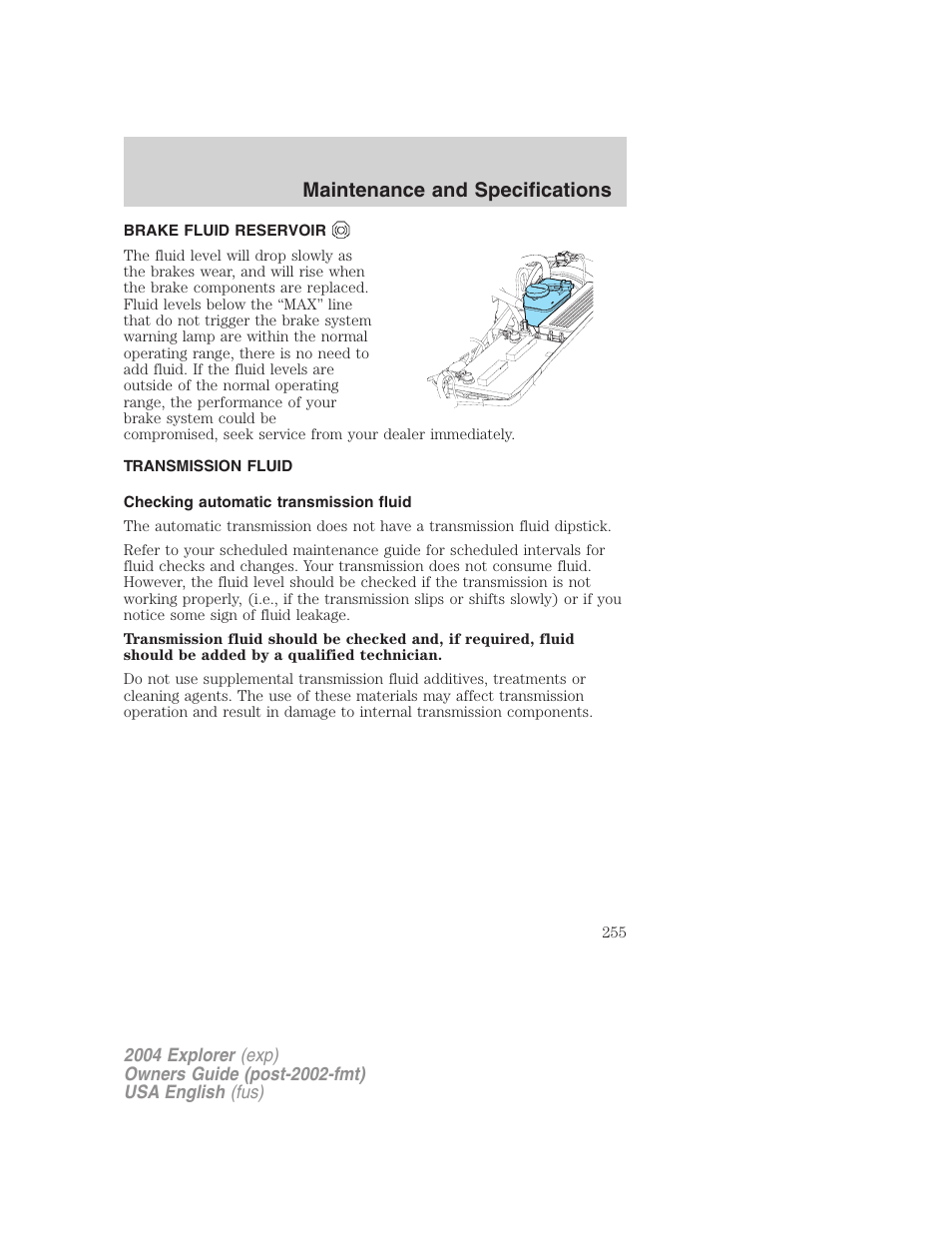 Maintenance and specifications | FORD 2004 Explorer v.1 User Manual | Page 255 / 296