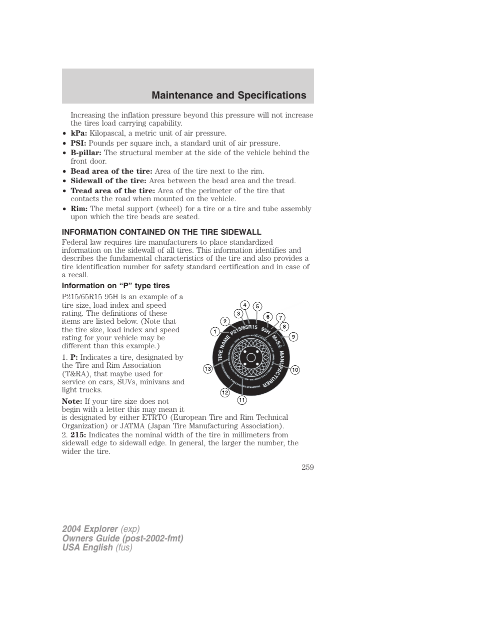 Maintenance and specifications | FORD 2004 Explorer v.1 User Manual | Page 259 / 296