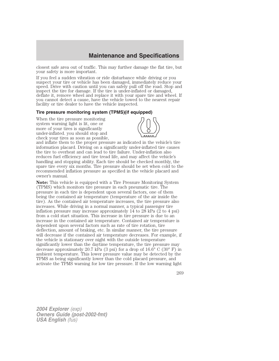 Maintenance and specifications | FORD 2004 Explorer v.1 User Manual | Page 269 / 296