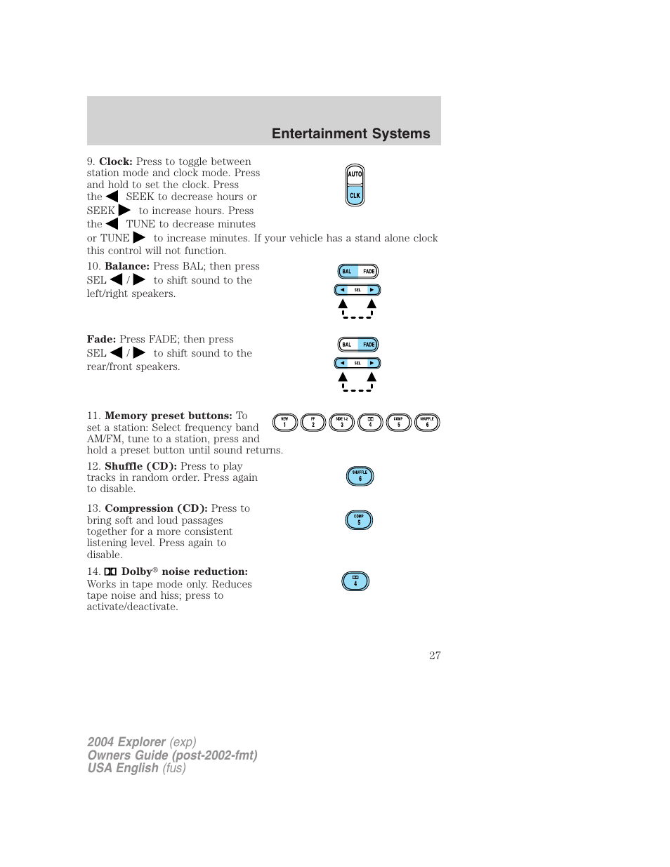 Entertainment systems | FORD 2004 Explorer v.1 User Manual | Page 27 / 296