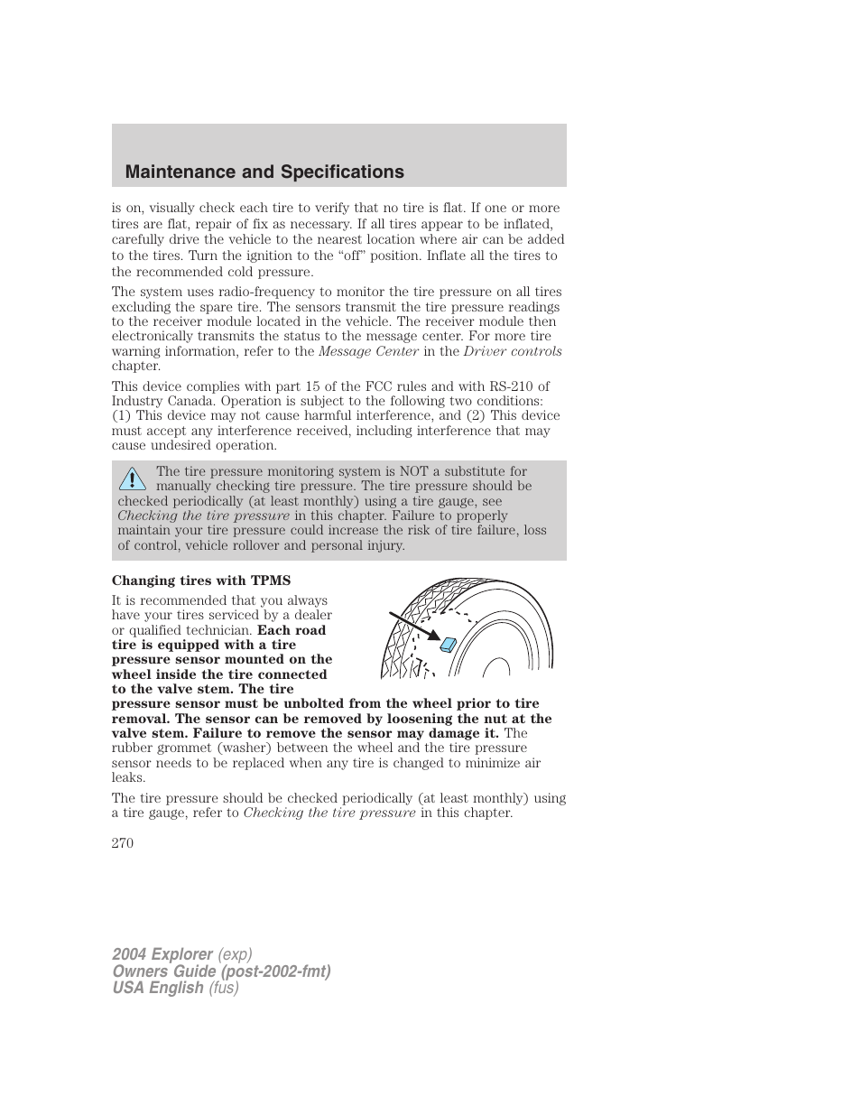 Maintenance and specifications | FORD 2004 Explorer v.1 User Manual | Page 270 / 296