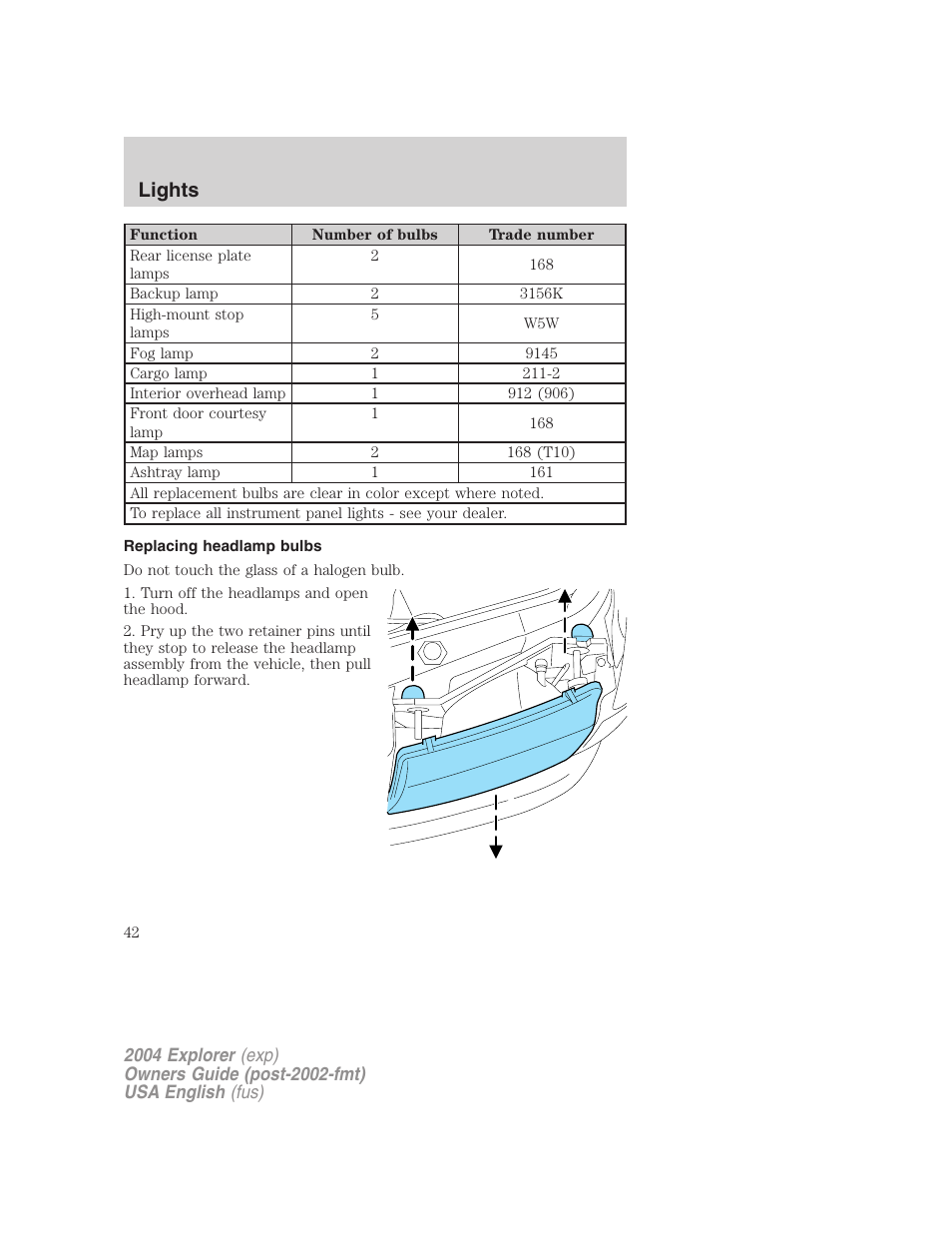 Lights | FORD 2004 Explorer v.1 User Manual | Page 42 / 296