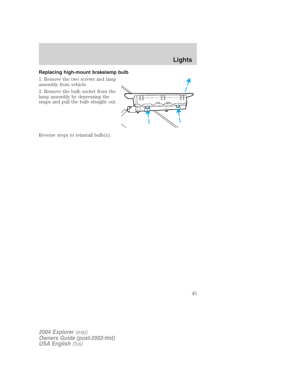 Lights | FORD 2004 Explorer v.1 User Manual | Page 45 / 296