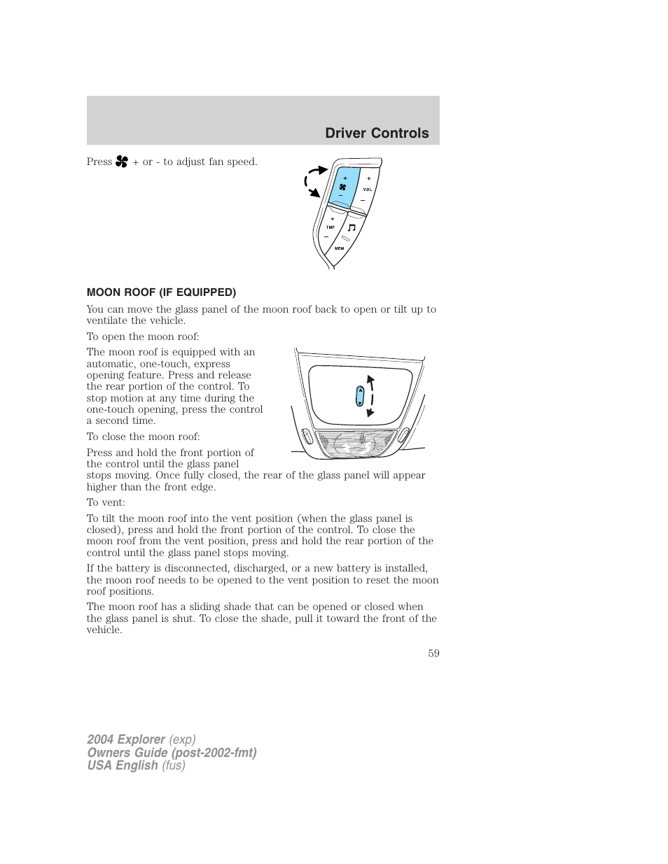 Driver controls | FORD 2004 Explorer v.1 User Manual | Page 59 / 296