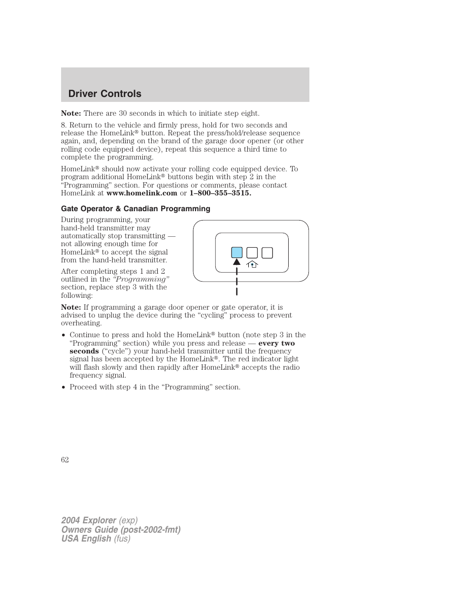 Driver controls | FORD 2004 Explorer v.1 User Manual | Page 62 / 296