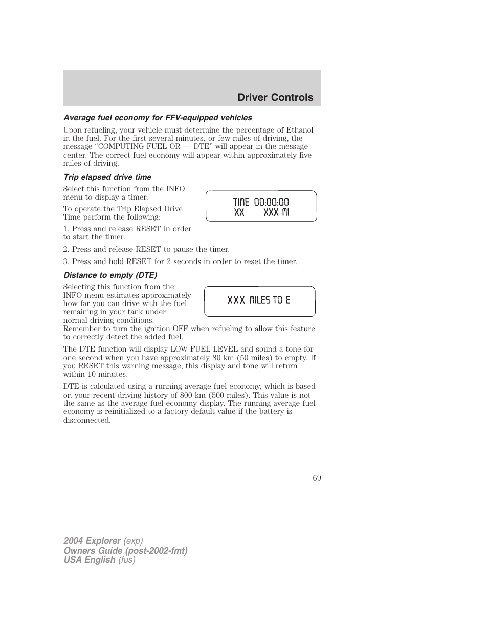 Driver controls | FORD 2004 Explorer v.1 User Manual | Page 69 / 296
