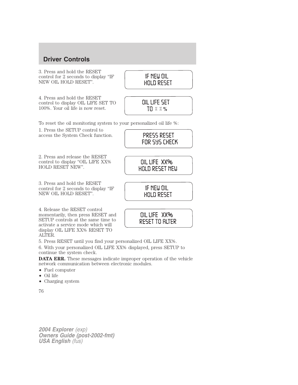 Driver controls | FORD 2004 Explorer v.1 User Manual | Page 76 / 296