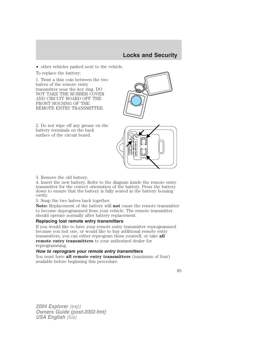 Locks and security | FORD 2004 Explorer v.1 User Manual | Page 85 / 296