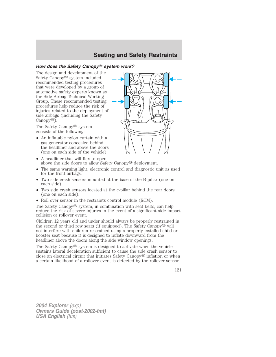 Seating and safety restraints | FORD 2004 Explorer v.2 User Manual | Page 121 / 296