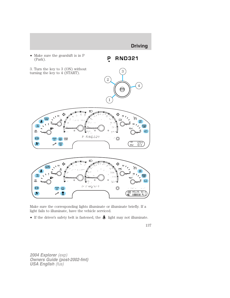 Driving | FORD 2004 Explorer v.2 User Manual | Page 137 / 296