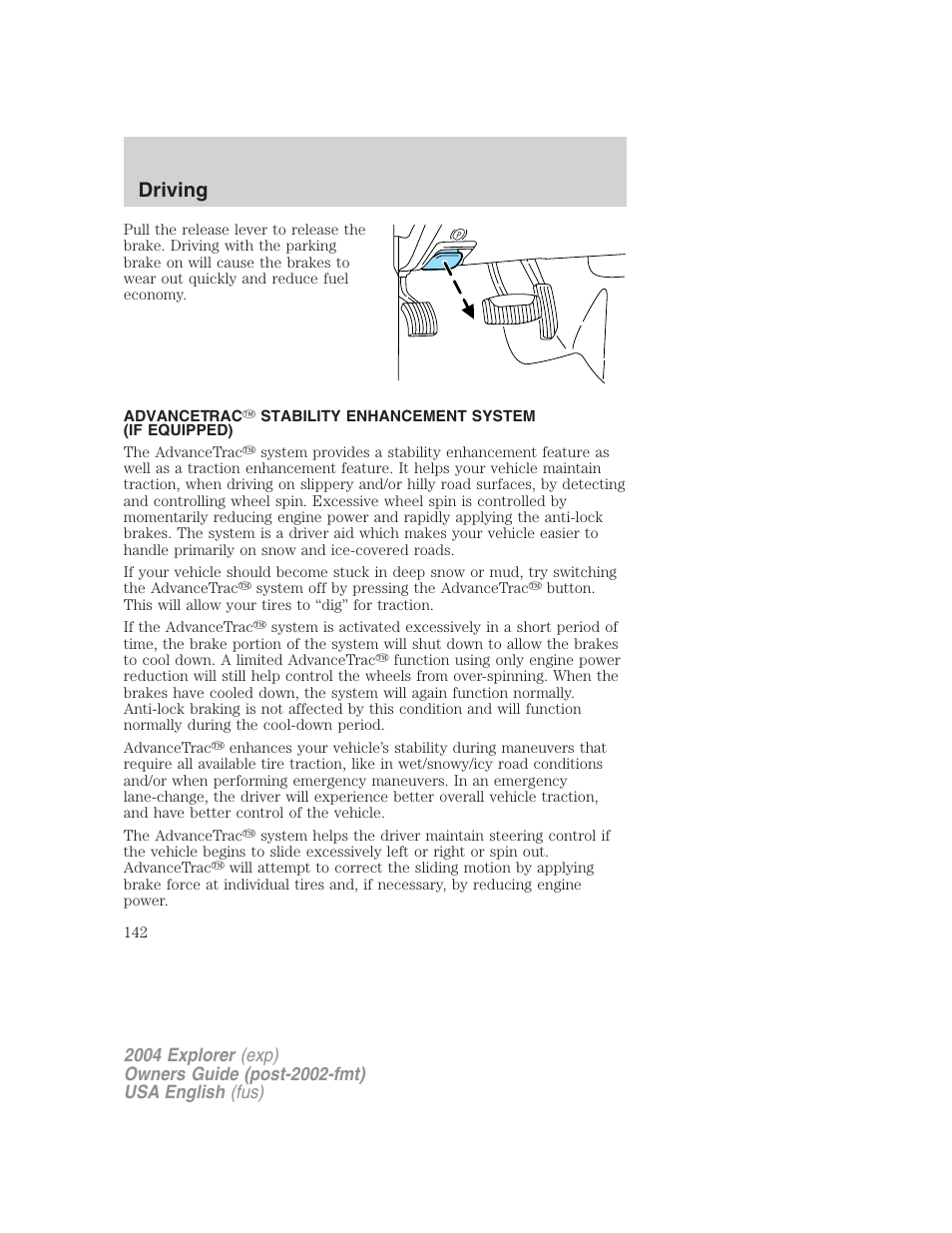 Driving | FORD 2004 Explorer v.2 User Manual | Page 142 / 296