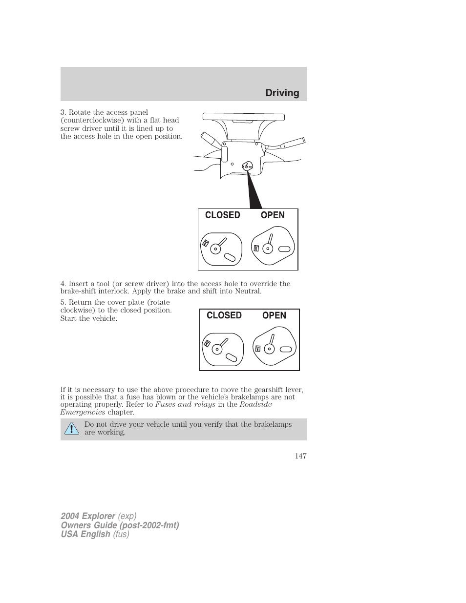 Driving | FORD 2004 Explorer v.2 User Manual | Page 147 / 296