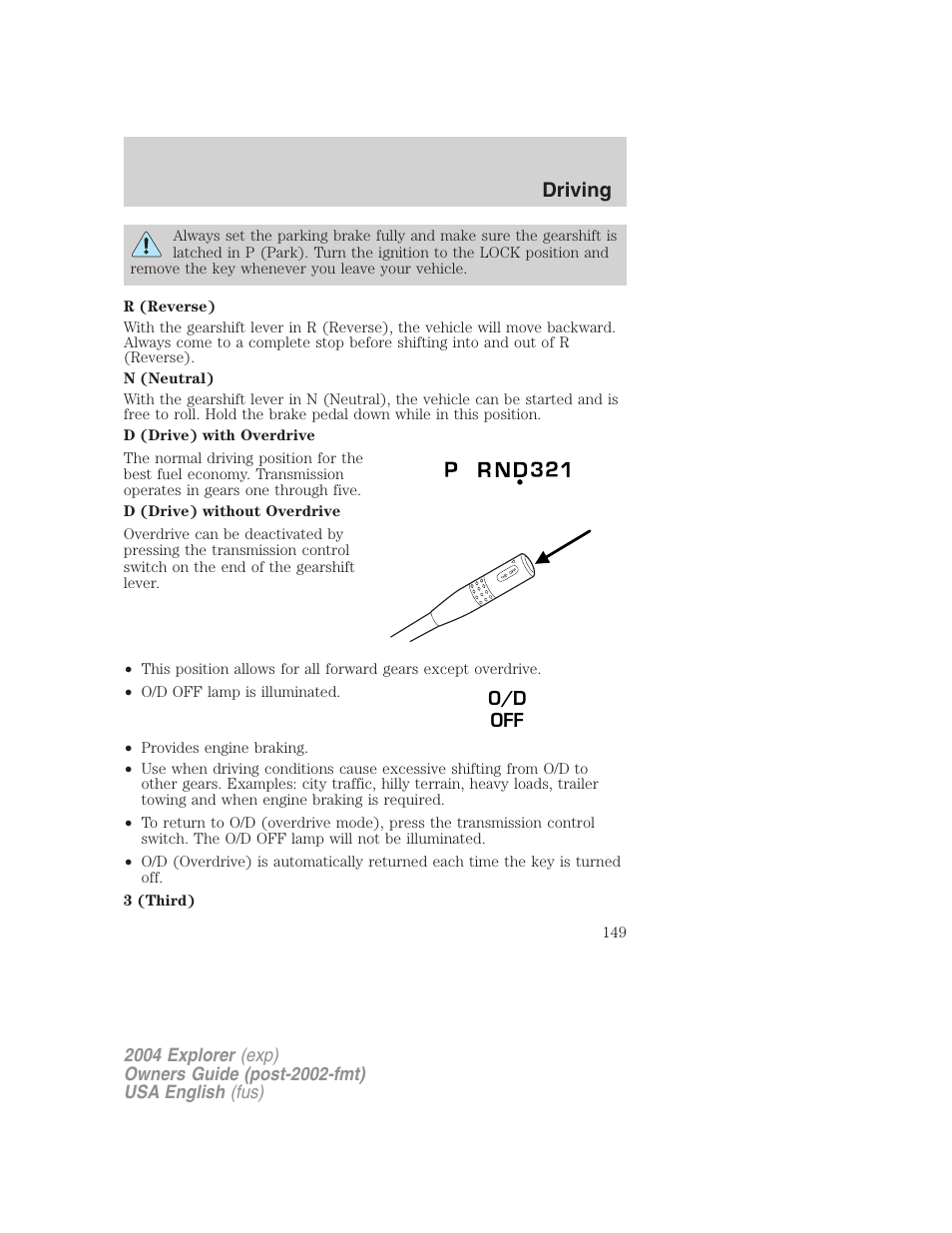 Driving | FORD 2004 Explorer v.2 User Manual | Page 149 / 296