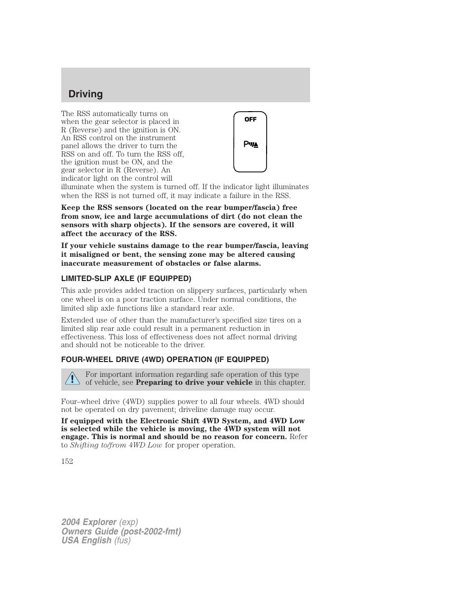 Driving | FORD 2004 Explorer v.2 User Manual | Page 152 / 296