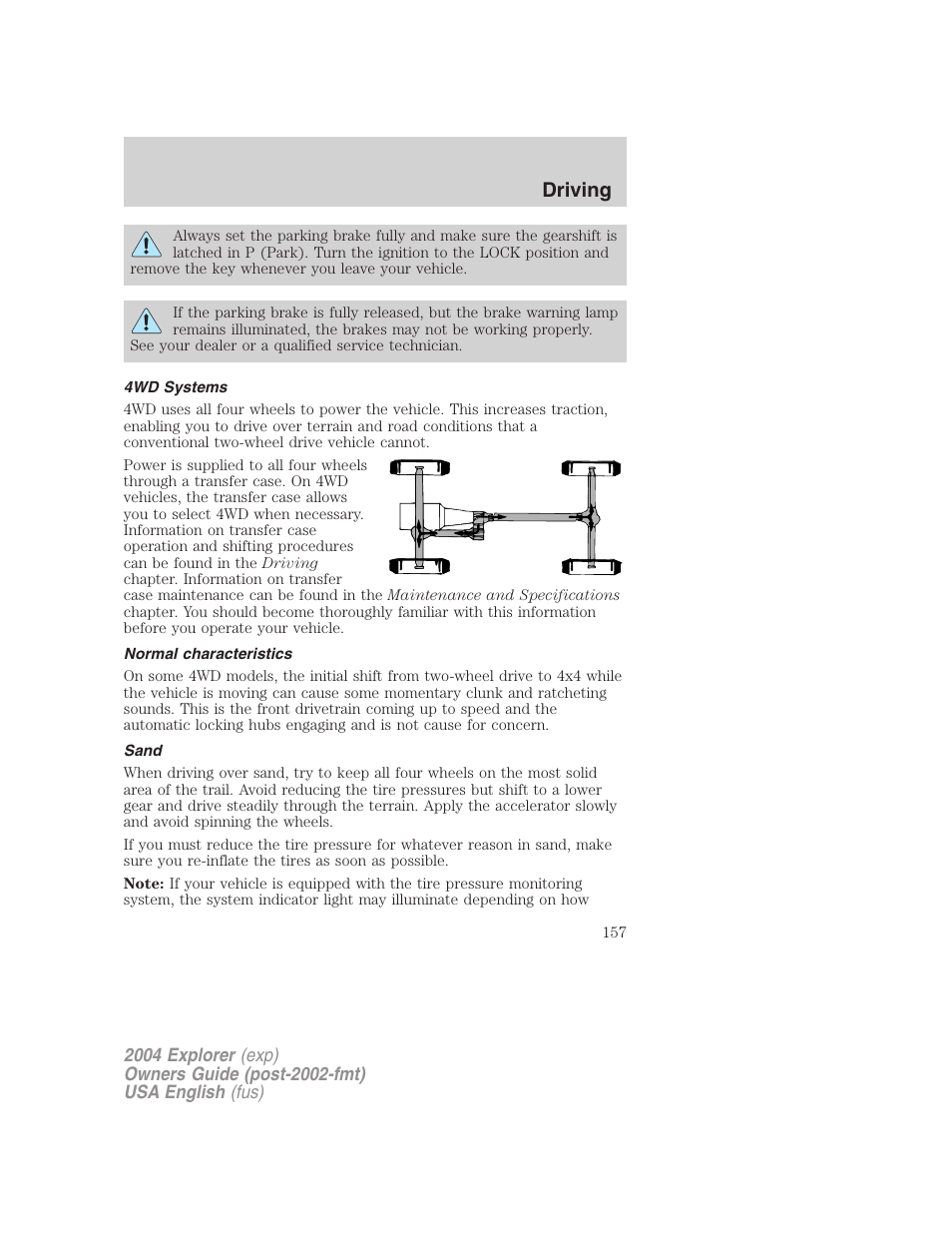 Driving | FORD 2004 Explorer v.2 User Manual | Page 157 / 296