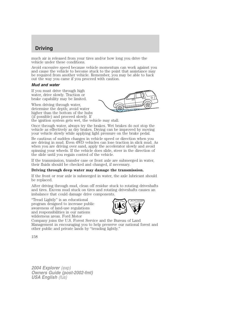 Driving | FORD 2004 Explorer v.2 User Manual | Page 158 / 296