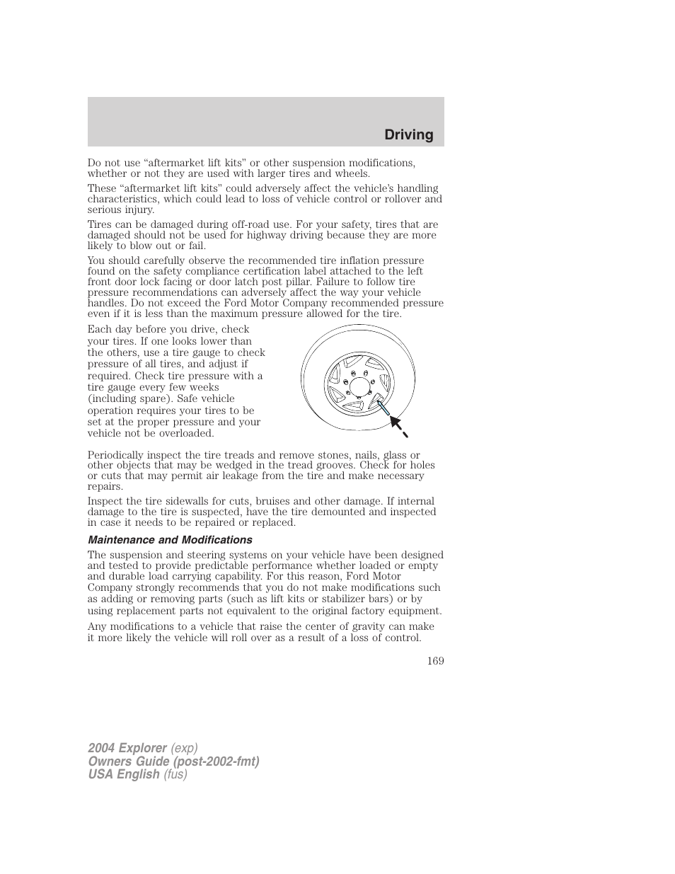 Driving | FORD 2004 Explorer v.2 User Manual | Page 169 / 296