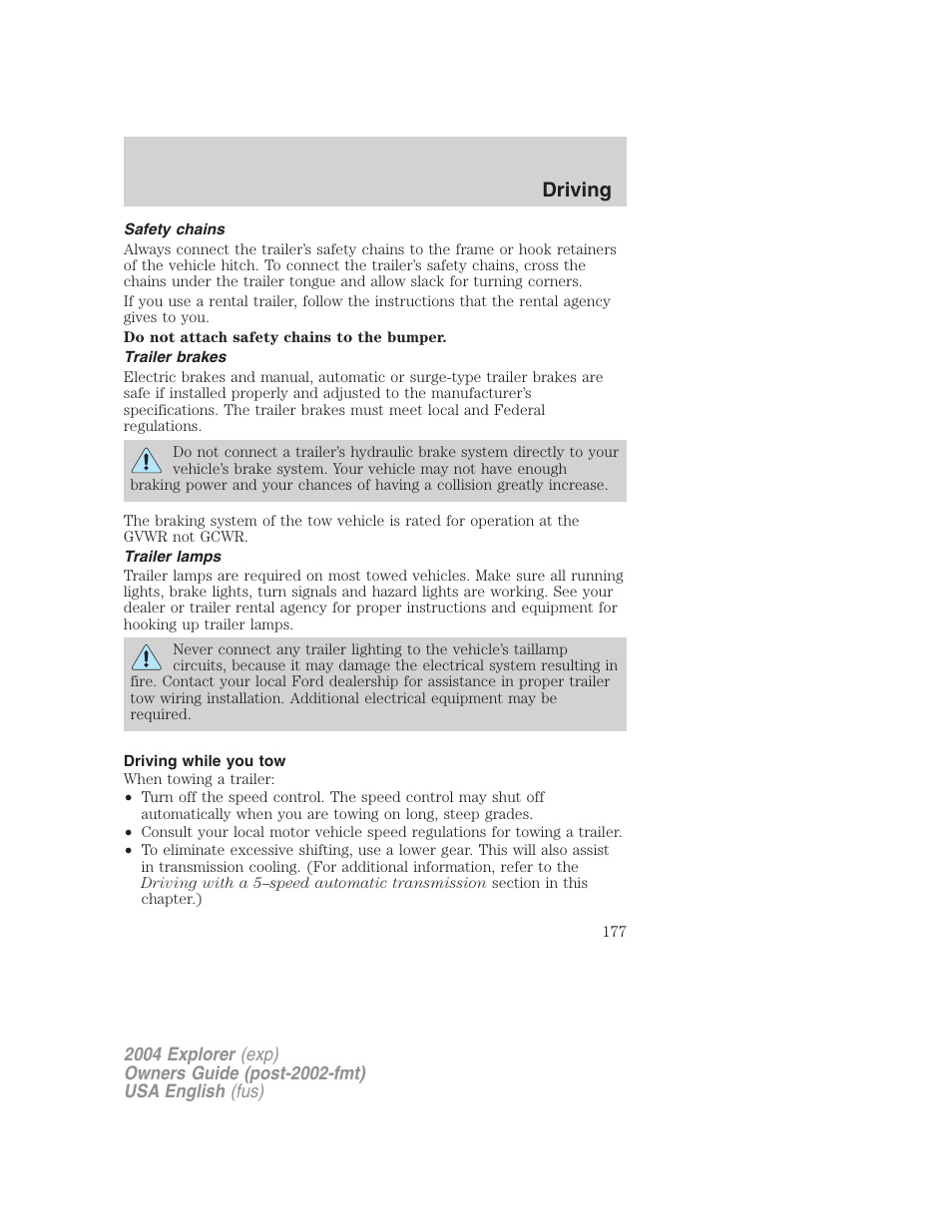 Driving | FORD 2004 Explorer v.2 User Manual | Page 177 / 296