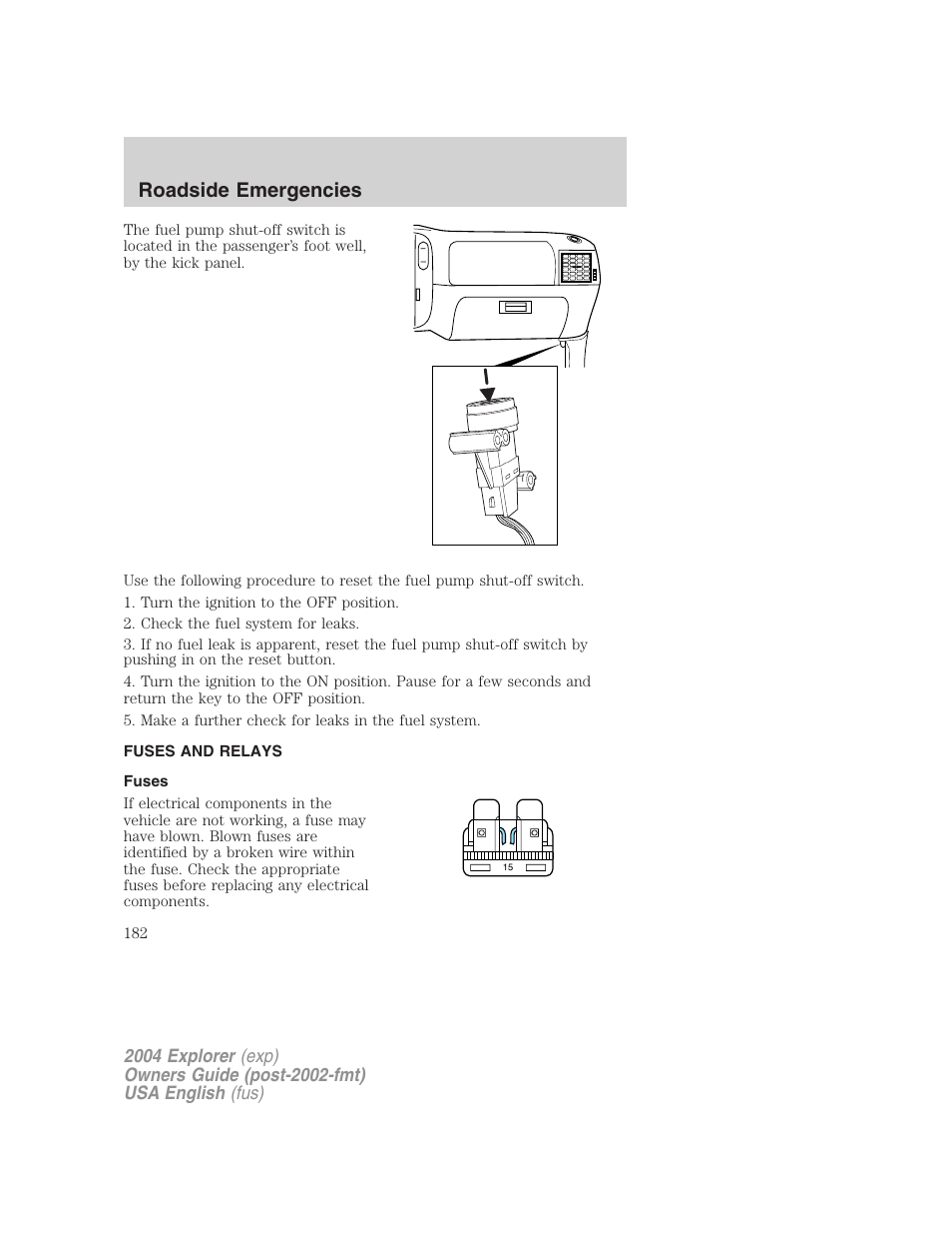 Roadside emergencies | FORD 2004 Explorer v.2 User Manual | Page 182 / 296