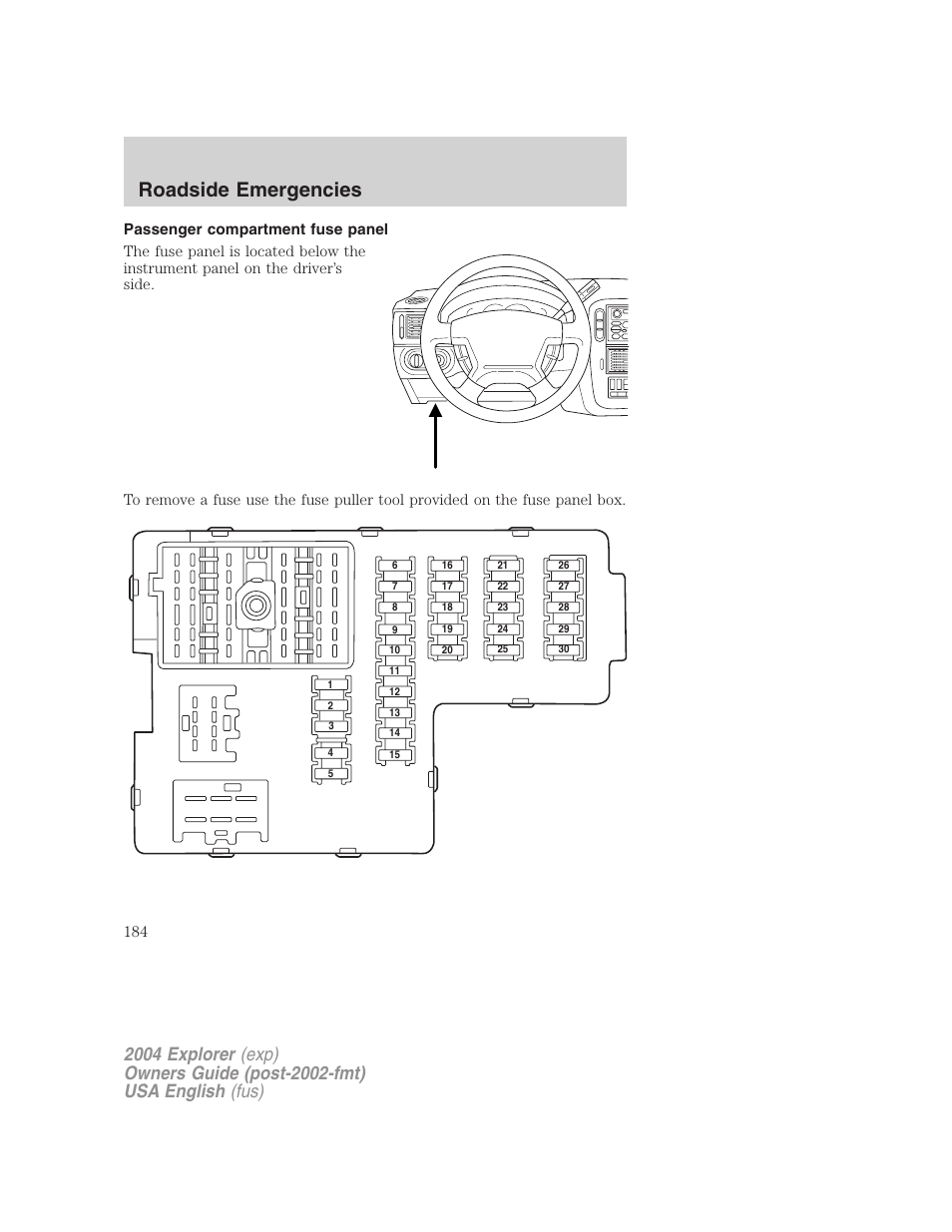 Roadside emergencies | FORD 2004 Explorer v.2 User Manual | Page 184 / 296