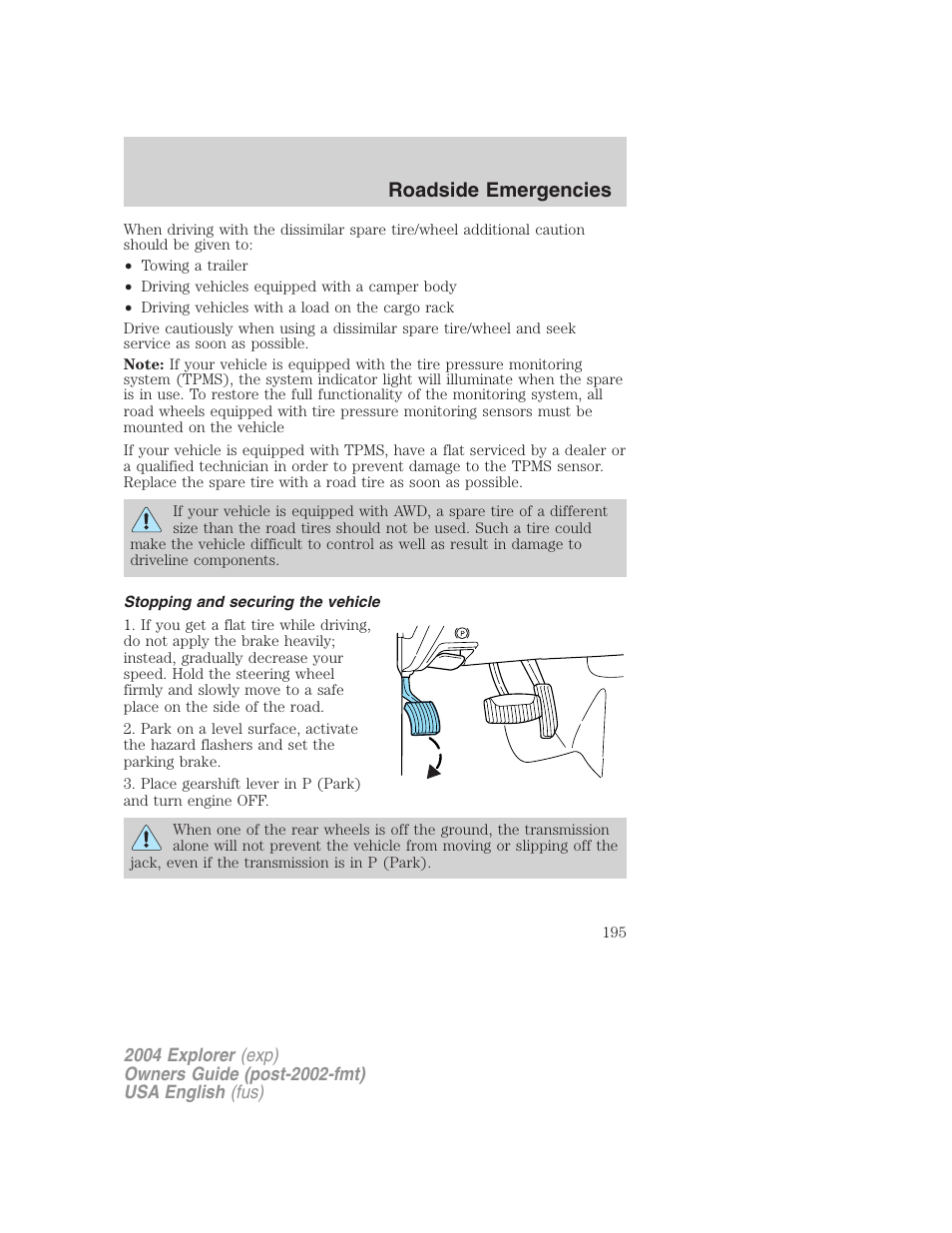 Roadside emergencies | FORD 2004 Explorer v.2 User Manual | Page 195 / 296