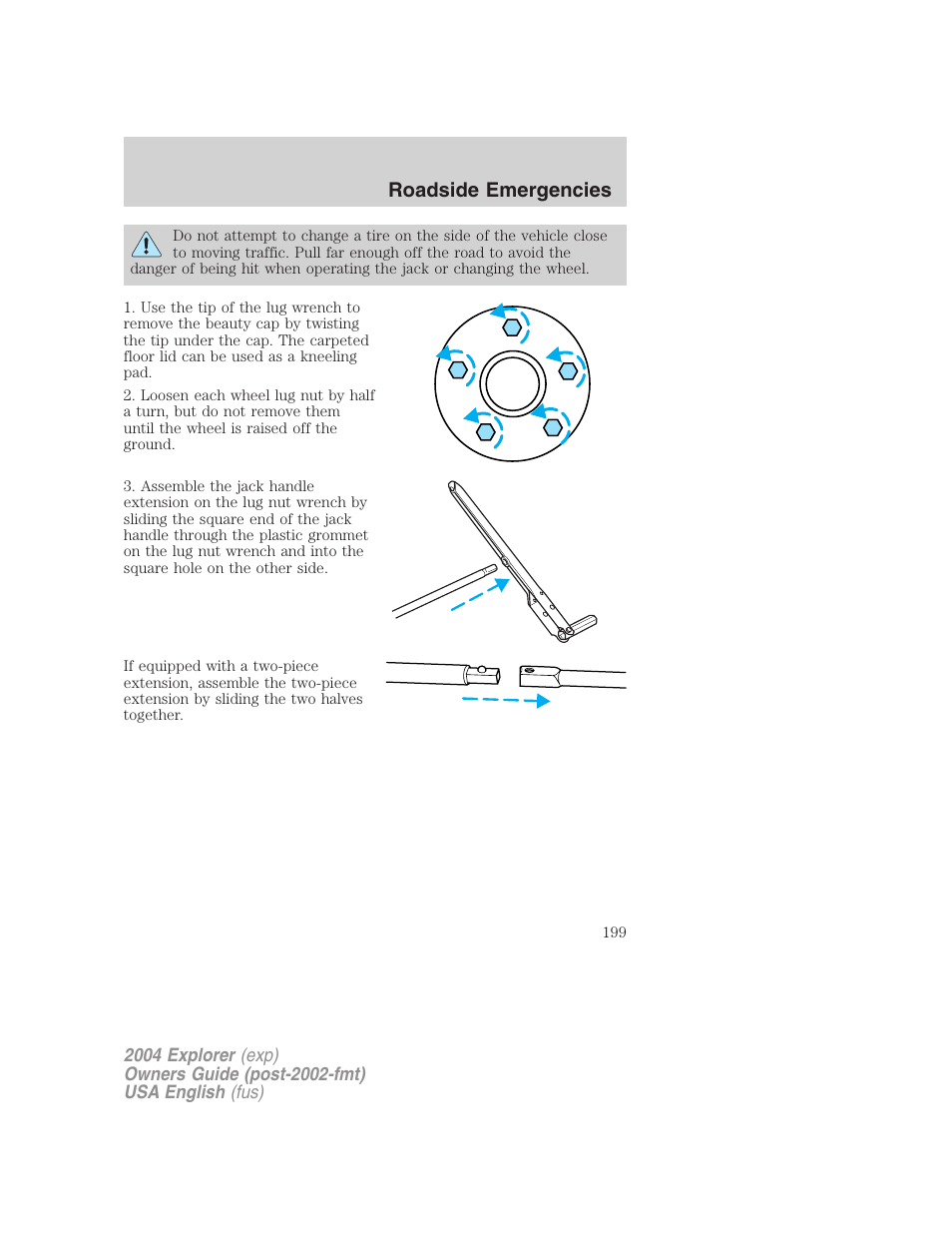 Roadside emergencies | FORD 2004 Explorer v.2 User Manual | Page 199 / 296