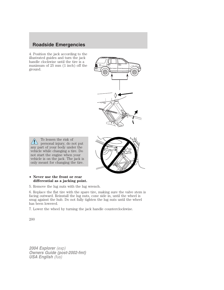 Roadside emergencies | FORD 2004 Explorer v.2 User Manual | Page 200 / 296